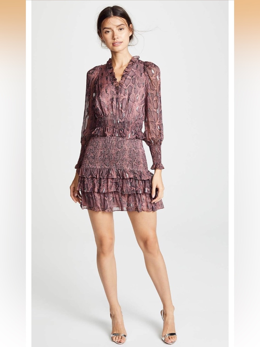 Rebecca Taylor Tiered Ruffle Long-Sleeve Dress